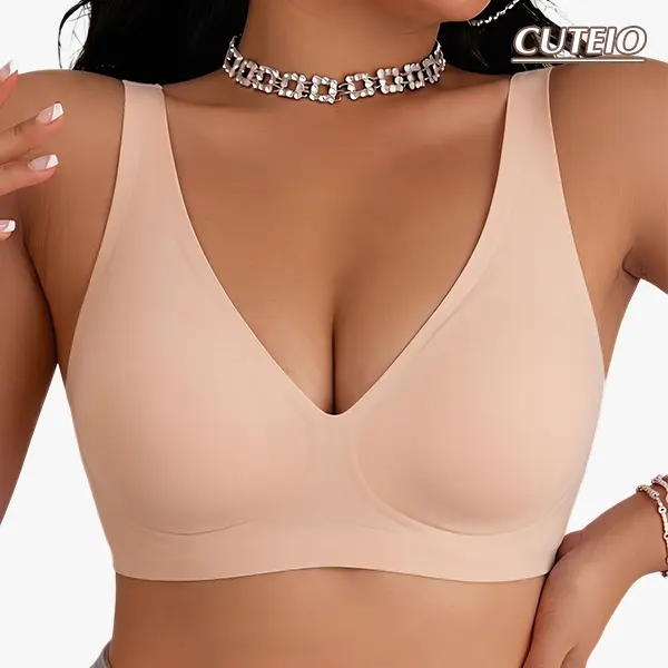CUTEIO Wireless Bras Full Coverage Seamless Comfort Colors Tshirt Bras for Women No Underwire with Padded  Smooth Womenswear Everyday Minimalist Push Up Style--BA823