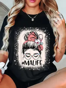 100% Cotton Unisex Medical Assistant Messy Bun MA Life Funny Nursing Assistant T-Shirt
