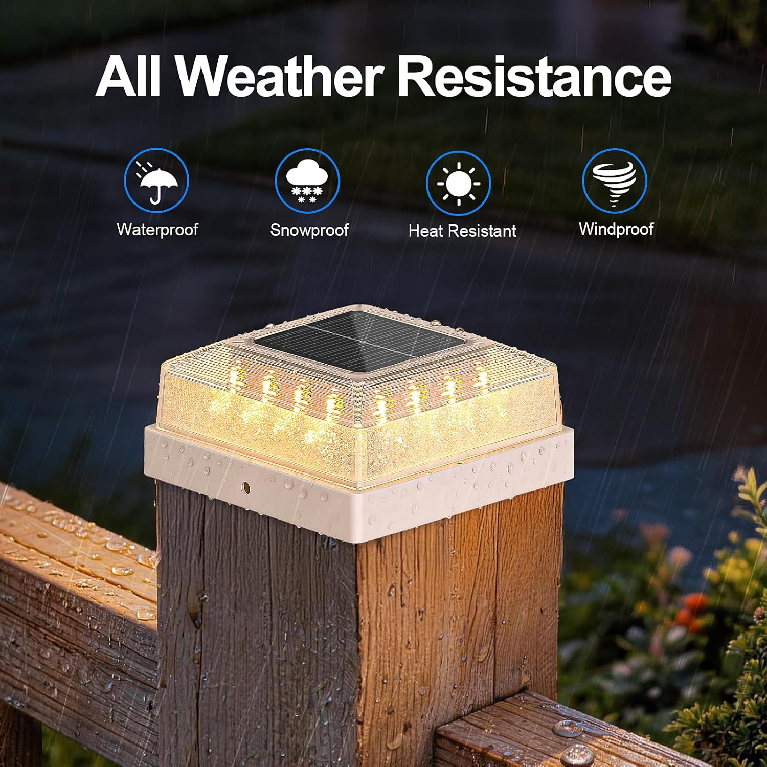 MATULSA 4Pack Solar Post Cap Lights, 3 Light Modes Solar Fence Post Lights Waterproof, Solar Powered Waterproof Deck Post Lights for Garden Patio Porch