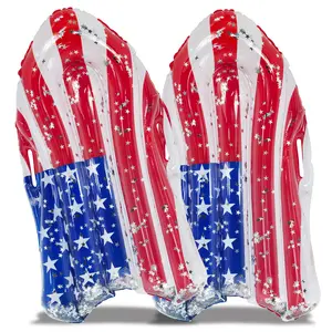 DOLLIBU Inflatable USA Flag Boogie Boards for Kids, Set of 2 Lightweight PVC Pool & Beach Floats with Handles, 56 Inch, Boogie Board
