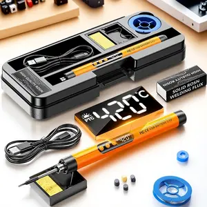 Rechargeable Wireless Cordless Digital Soldering Iron Pen with LED Display Portable USB Welding Tool Fast Heating Precise Temperature Control for Electronics Repair Circuit DIY Crafts Professional Welding Equipment