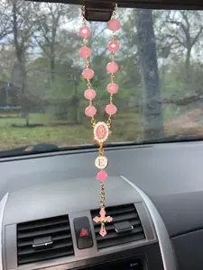 Car Rosary-Personalized Rosary-Virgin Of Guadalupe Car Charm-Rear view Mirror Decor-Comfirmation Gift-Baptism Gift-Religious Catholic Gift