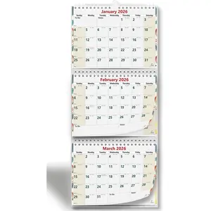 2026 2027 3-Month Wall Calendar by , Move-a-Page, 11 x 26 Inches, Large, Vertical, Wire bound, January 26 - December 27, Use as Three Separate Calendars