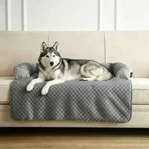 blunique  Cooling Mat for Dogs, Self Cooling Dog Bed with Sides, Orthopedic Pet Sofa Bed with Removable Washable Cover for Couch Crate Floor Car, Durable & Non-Gel, 41 x 37 inch, Grey fathersdaygift