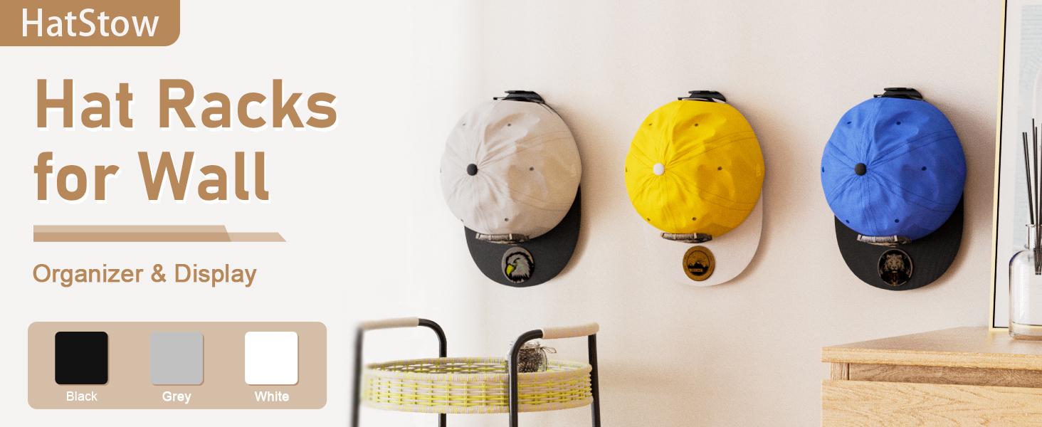 HatStow 24-Pack Hidden Wall Hat Hooks - Minimalist ABS Strap Baseball Cap Organizer with No-Drill Durable Adhesive, Invisible Hangers for Easy Installation, Home Decor Storage Solution Hanging