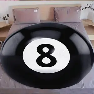 Round 3D Billiard 8 Pattern Throw Blanket Gift, Soft Flannel, Lightweight Warm, Perfect for Sofa Bed Office Car Outdoor Use