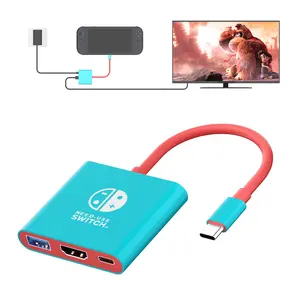 Switch 2 TV Dock, Portable USB C to HDMI adpater for Switch/Switch 2/Steam Deck/ROG Ally/Legion GO, 3-in-1 Switch 2 Travel Dock with HDMI 4K@60Hz, USB 2.0 and 100W Charge PD Port