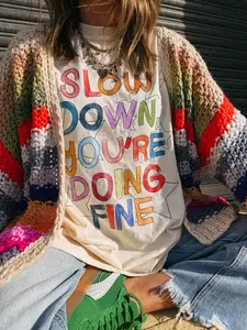 Comfort Colors ETTA OG Slow Down You Are Doing Fine Graphic Tee - Ivory