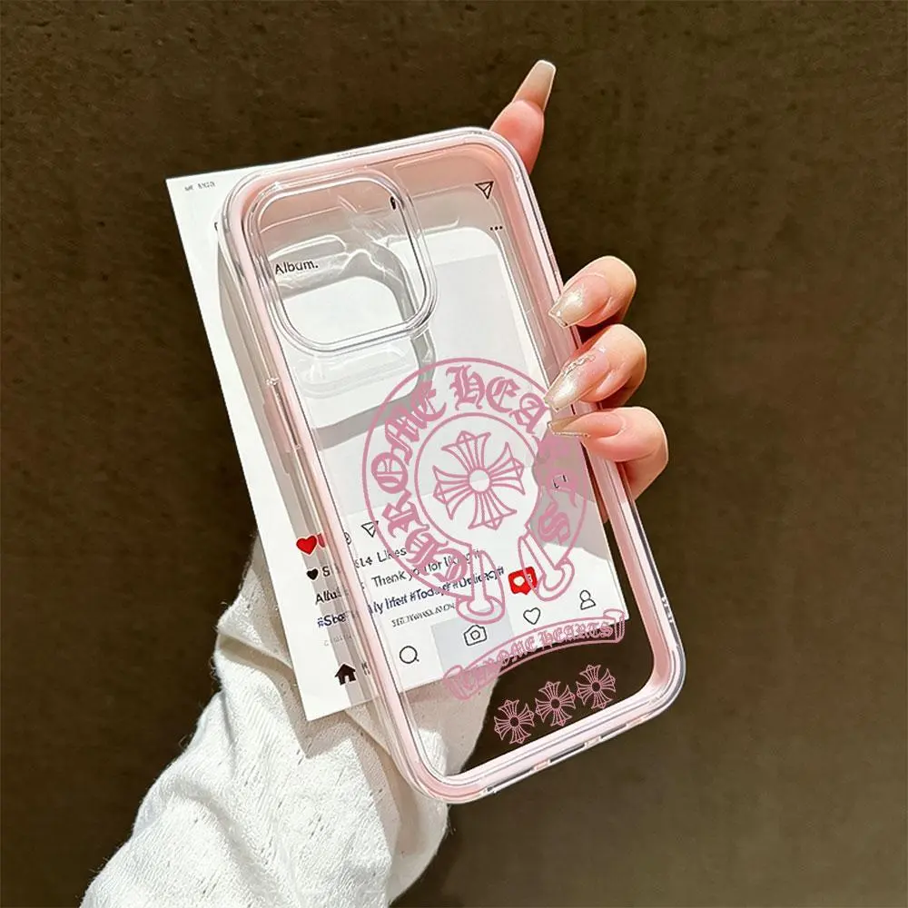 Retro Horseshoe Pattern Stylish Protective Cover for iPhone 17 16 15 14 13 12 11Pro Max, Gothic Cross 3-in-1 Clear iPhone Case, aesthetic cover