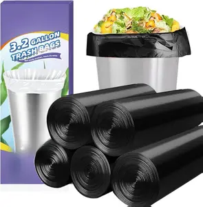 3 Gallon 100pcs Small black Trash Bags(Fit 3-3.2 Gal) Plastic Strong black Garbage Bags,Bathroom Trash Can Bin Liners,Waste Basket Liner,Fit 10-13 Liter, 2.6 Gallon,3 Gallon,3.2Gallon (3-Black100)