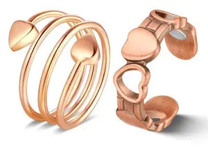 Rose Gold Magnetic Ring for Women – Adjustable Heart-Shaped Energy Ring, Fashionable Copper Healing Jewelry, Suitable for Daily Wear and as a Valentine's Gift
