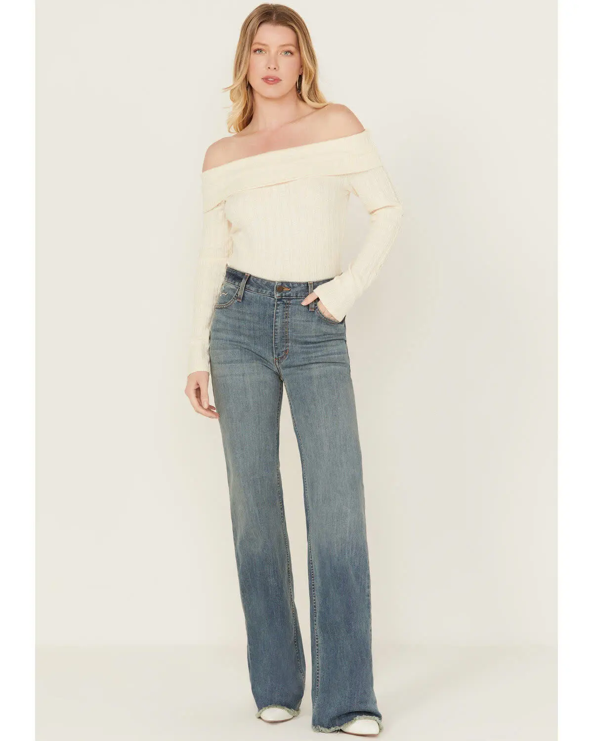 Women's Olivia Medium Wash High Rise Wide Leg Jeans