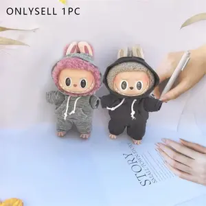 Pure Color Doll Sweatshirt Set for Labubu Dolls, Soft Polyester Fabric, Fits 6.69 Inches, Cute Play and Display Accessories