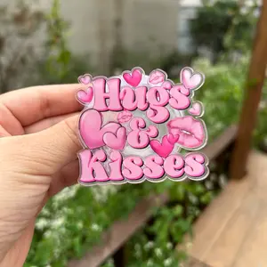 Cute Hugs & Kisses MagSafe Phone Grip – Pink Heart & Lips Magnetic Pop Socket Kickstand, Girly Phone Accessory