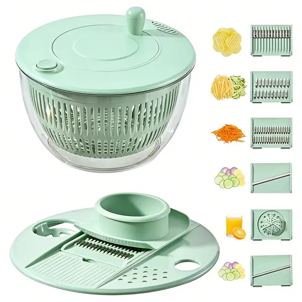 Multi‑Function Salad Spinner Mandoline Slicer Set, Vegetable Chopper Shredder Grater, Salad Dryer Washer Bowl for Fruit Veggie Meal Prep Kitchen Gadget