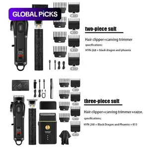 Men's Rechargeable Hair Clipper Set, Electric Shaver & Trimmer Kit, Professional Grooming Tools, USB Charging, Home Use Accessories Included, Body Clipper