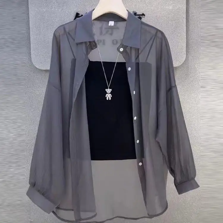 Women's  Sun Protection Shirt, Summer Lightweight Breathable Casual Overshirt, Draped Hip‑Length Sun‑Shade Blouse Outerwear