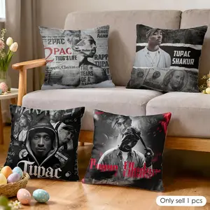 cool T-Tupac 2Pac S-Shakur Cushion Cover Soft Short Plush Fabric Double-Sided Print Organic Breathable Sofa Pillow Case, Home Machine Washable in Warm Winter Perfect for Home Decor Warm Winter Home Child Gift