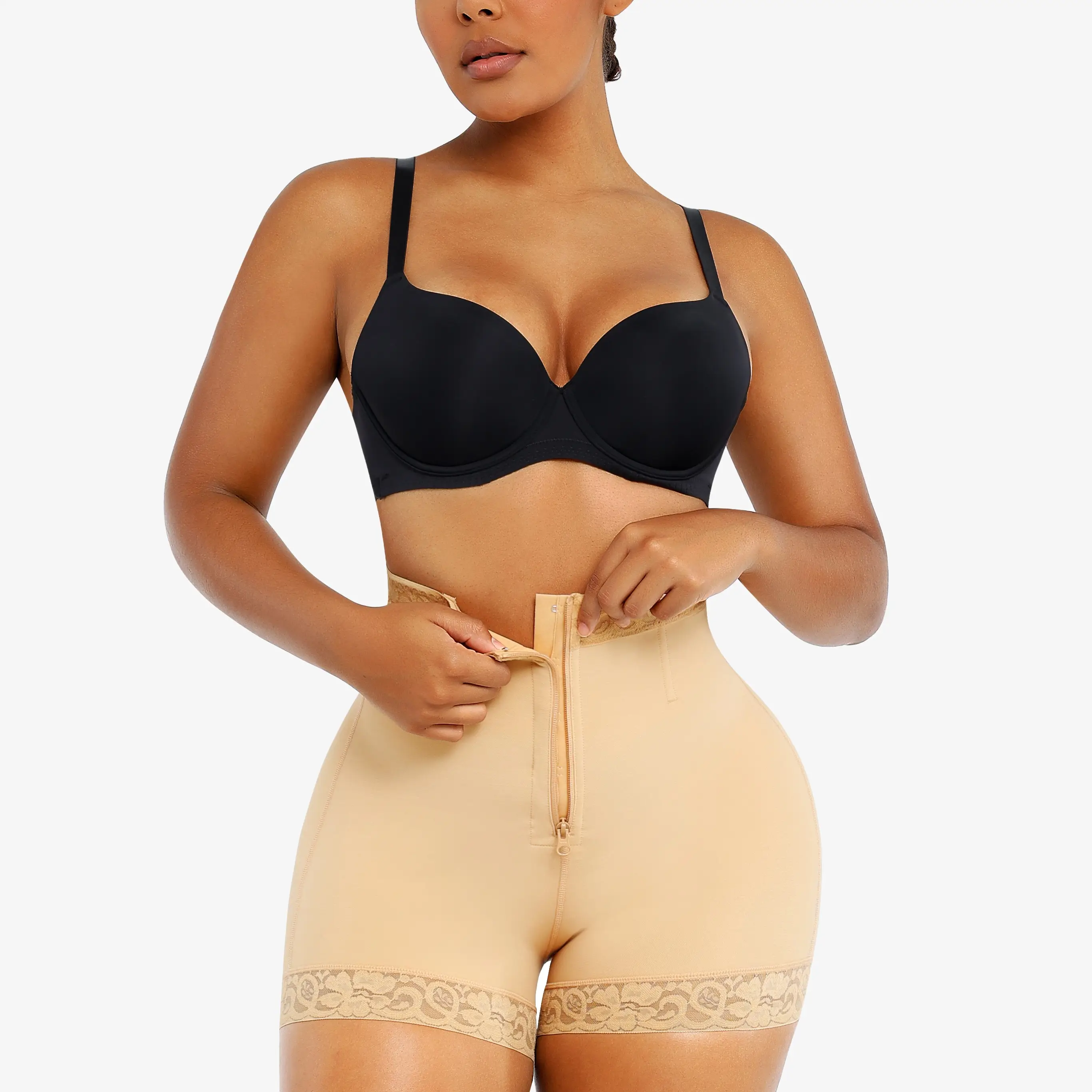 Shapellx Lace Steel Boned Butt Enhancer Tummy Control Shorts Underwear Shapewear for Women Basic Womenswear