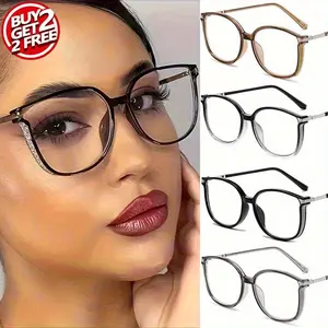 GIGULA Men's and Women's Fashion Luxury Reading Glasses 1.0 to 4.0 Degree Square Large Frame Four Pairs Reading Eyeglasses