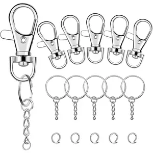 100 Pcs Swivel Snap Hook and Key Rings with Chain and Jump Rings for Keychain Lanyard DIY Jewelry Crafts Accessories(50 Lanyard Snap Hooks+50 Key Ring with Chains)