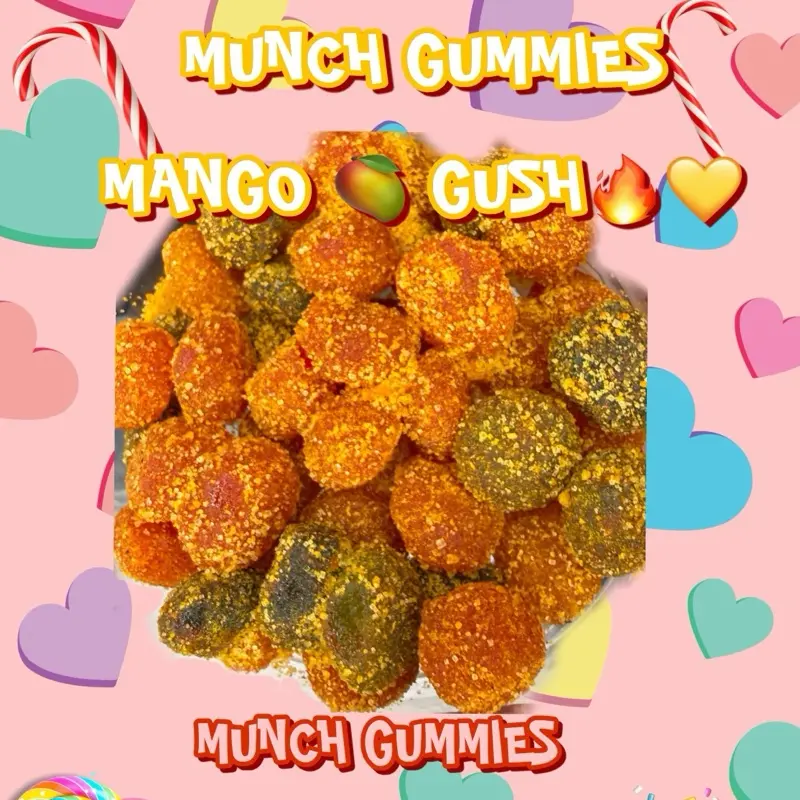 Munch Gummies ~ Mango Gush Snack 8oz ( comes with 1.7oz chamoy ) Candy Bonbon