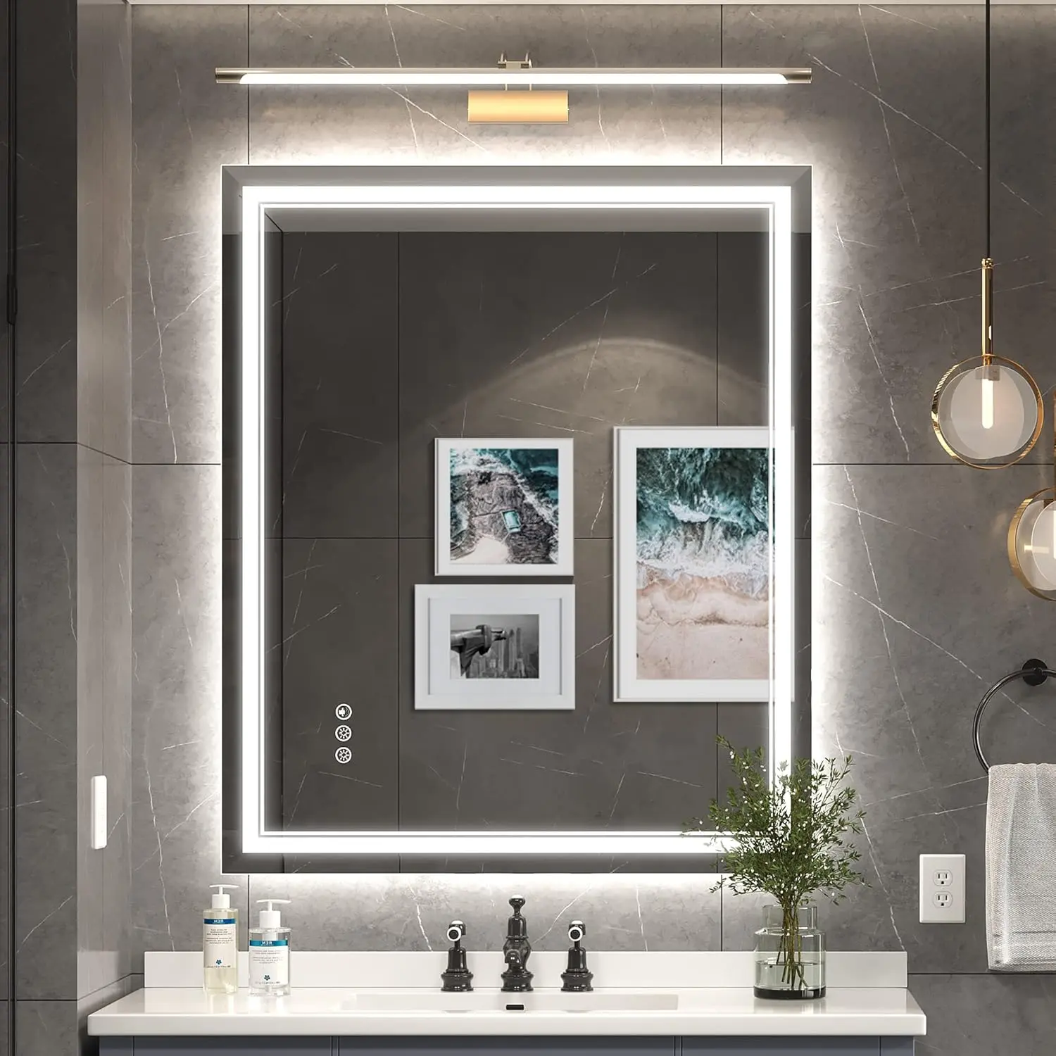 30x36 Inch Led Mirror for Bathroom with Front Light and Backlit, Dimmable Anti Fog Wall Bathroom Mirror with Led Lights, Water Proof, Decor Vanity Mirror