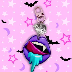 Vampire Mouth Purple Punk Goth Cute Bag Charm Keychain