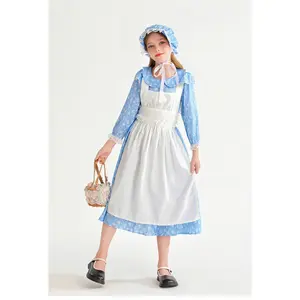 Soocosisx Colonial Girl Children's Clothing Pastoral Style European Manor Maid Dress Prairie Pioneer Children's Clothing