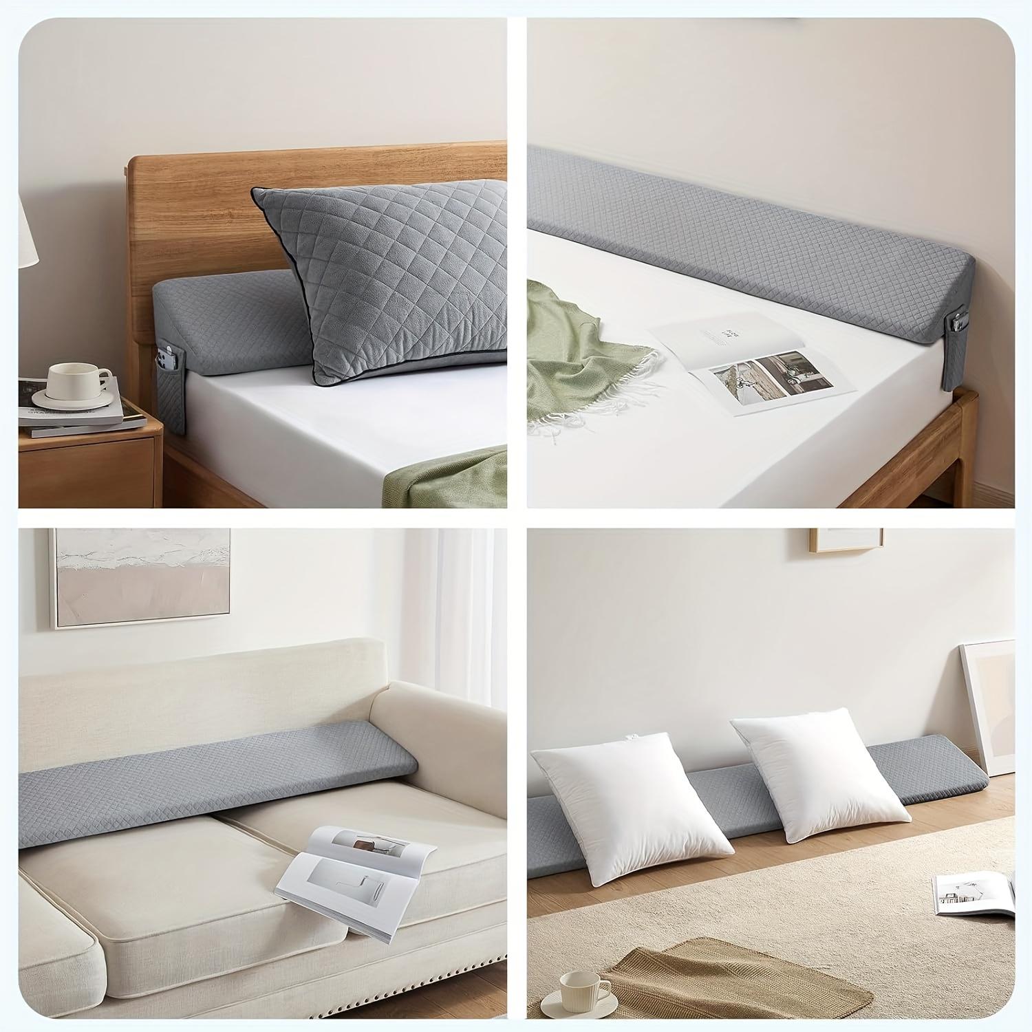 Wedge Pillow - Bed Gap Filler & Headboard Suitable for Back, Post-Surgery, Pregnancy - Machine Washable Mattress Wedge with Filling