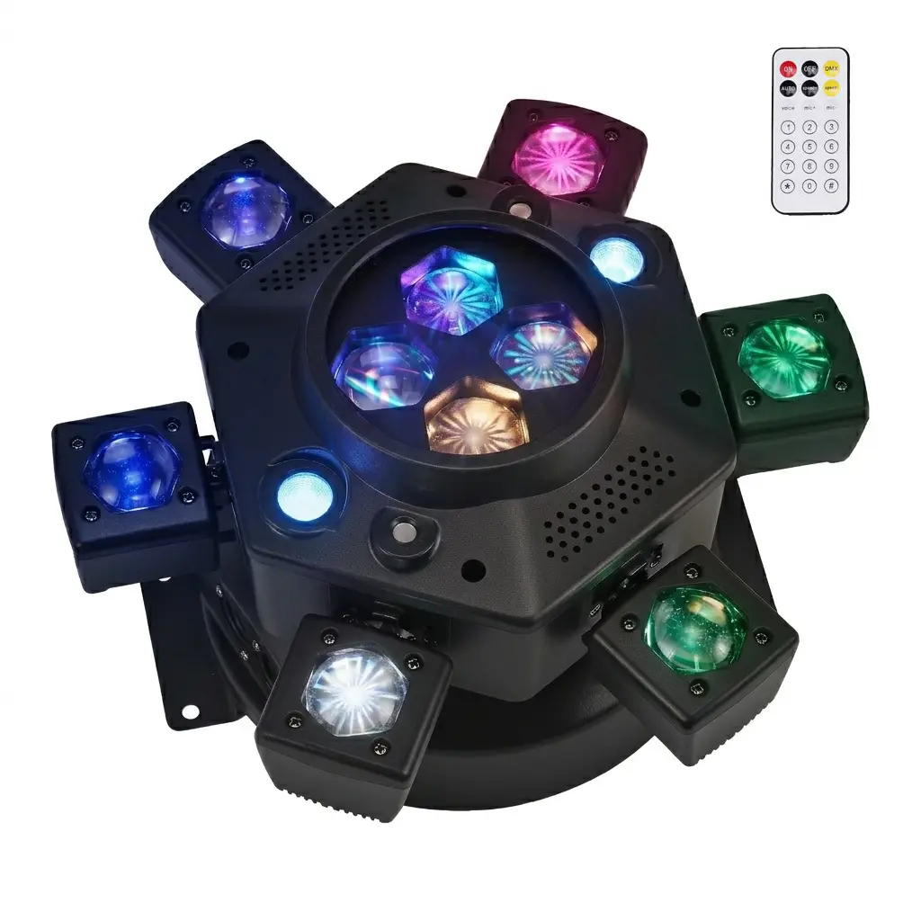 150W Moving Head RGBW LED Strobe Light DMX512 DJ Party Disco Stage Lighting with Remote Control for Dynamic Effects