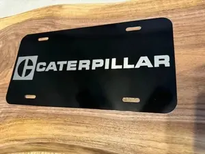 Vintage CATERPILLAR License Plate Black Aluminum Plate