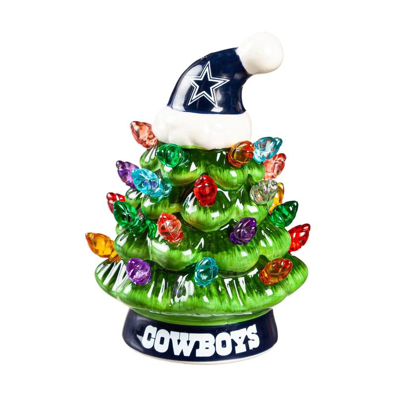 Evergreen Set of 2 4" LED Christmas Tree with NFL Team Logo