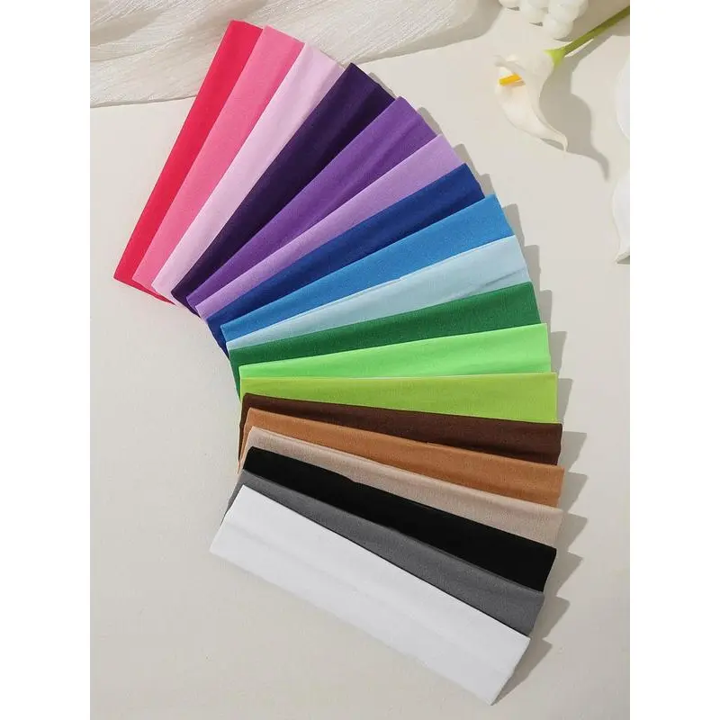 Headbands for Women, 4-18 Pack Multi-Color Elastic Sweat Wicking Fitness Sweat Band for Yoga & Running, Sweat Wicking Headband