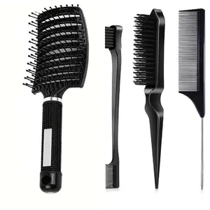 Hair Styling Combs Set, 4 Counts/set Professional Hair Brush & Comb Set, Multi-use Hair Styling Tool for Home & Salon Use