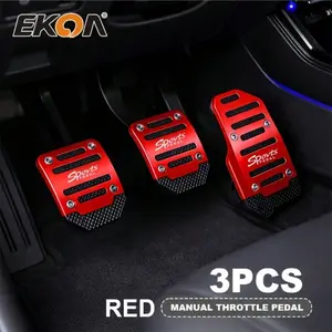 3-piece anti-slip car pedal covers for accelerator, brake, clutch. Ergonomic, durable, lightweight. Compatible with most manual vehicles. Stylish metallic finish, interior upgrade