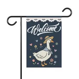 Welcome Retro 90s Style Goose Garden Flag Vintage Farmhouse Yard Decor Nostalgic Country Outdoor Flag, Housewarming Garden Gift For Her