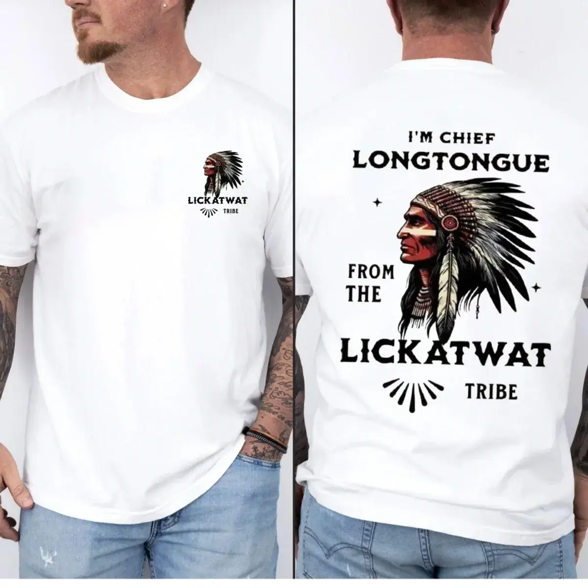 I'm Chief Longtongue T-Shirt – Funny Native Indian Chief Parody Unisex Cotton Tee