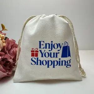 New Design Logo 10pcs Enjoy Your Shopping Bag package Wedding Jewelry Birthday Party Candy Favor Makeup Jute Drawstring Gifts Packaging Bags Pouches