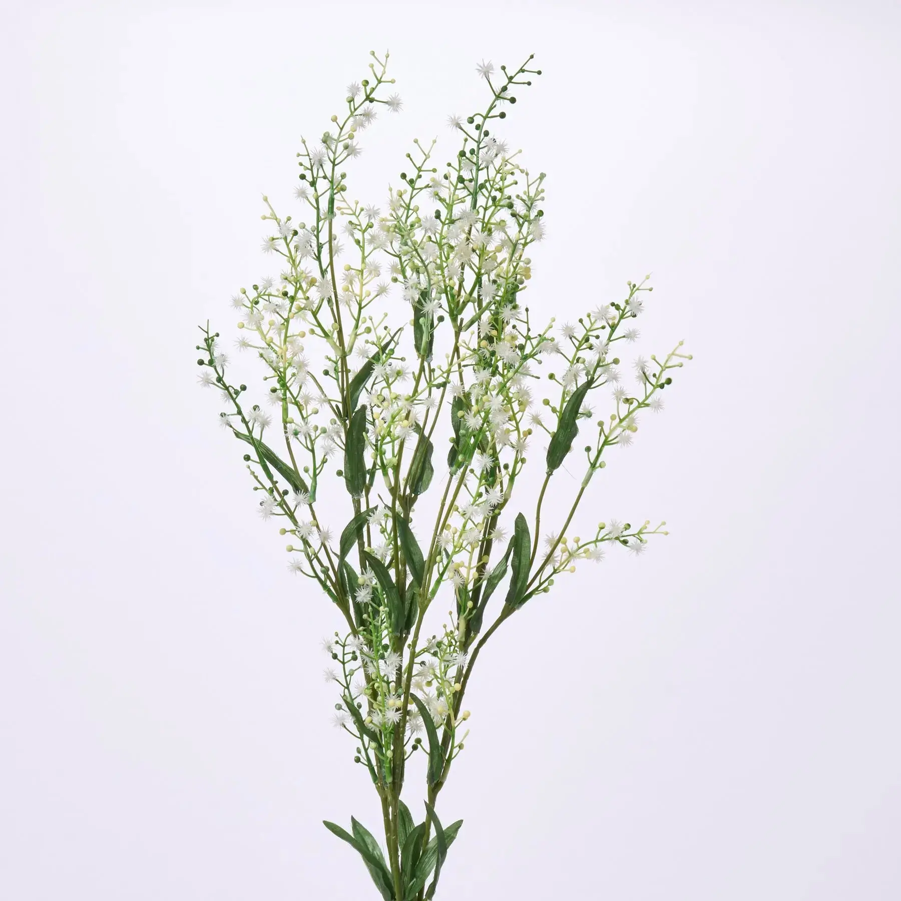 36" White Fuzzy Faux Silk Mimosa Bush Floral Spray with Leaves, Decorative Flowers for Home Decor Centerpieces (Home Supplies)