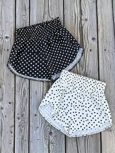 Y2K Summer New Mid-Waist Elastic Knit Fashion Casual Polka Dot Shorts for Women, Perfect for Travel, Sports, Beach Vacation
