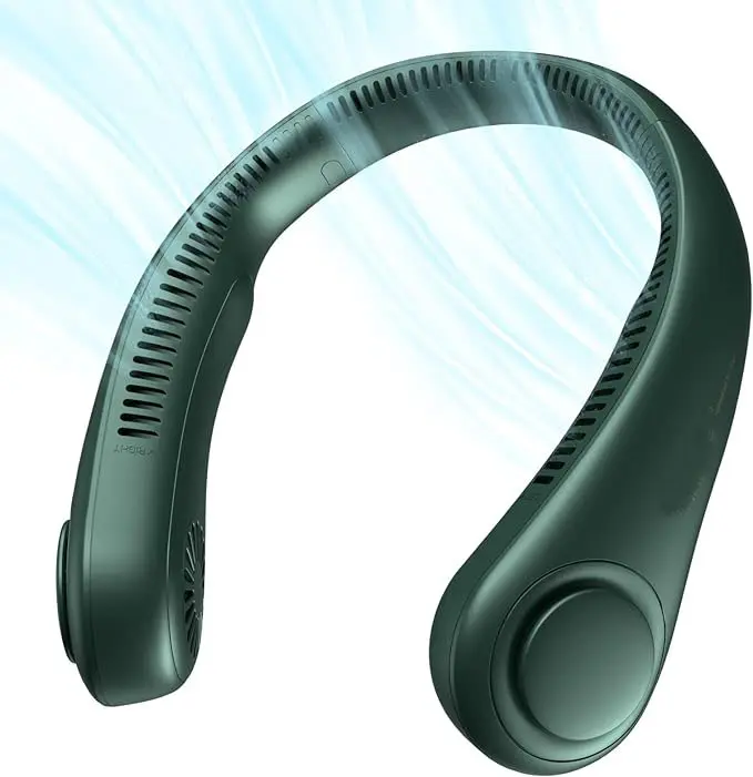Portable Neck Fan, 360° Cooling, Super Quiet, Adjustable, No Blade, No Hair Twisting, Even Air Volume, Non-Slip, Quick Charge