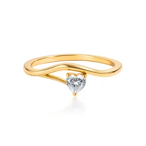 The Gentle Love Engagement Ring Asymmetrical Heart Ring Band Solitaire Ring VVS Synthetic Moissanite Ring Jewelry 14K Gold-Plated Band Perfect Birthday Engagement Wedding Anniversary Christmas Valentine's Day Mother's Day Gift