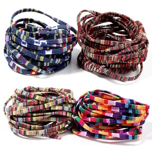 5Yards 5mm Colorful Flat Cotton Core Rope Cord Solid Braided Rope For DIY Handmade Clothing Crafts Bracelet Decoration Accessory