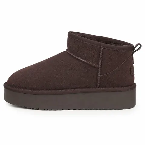 EVELLYHOOTD Women's Genuine Suede Slip-On Platform Ankle Booties - Shoes for Women, Round Toe, Soft Plush Fleece Lined, Snowgrip Shock Resistant EVA, 1-3 cm Low Comfortable Heels, 1.75" Lift Heel, Chilly Day Style Winter Footwear (US9-9.5/41)