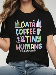 100% Cotton Aba Therapist Groovy Aba Therapy Applied Behavior Women's Round Neck Short Sleeve T-Shirt Fashion Graphic Tees Women Top