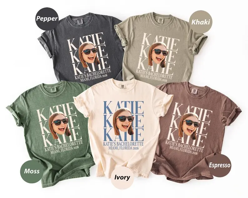 [Custom Colors & Text] Comfort Colors Custom Face Bachelorette Shirt, Personalized Photo Party Tee, Bride Squad T-Shirt, Girls Trip Gift