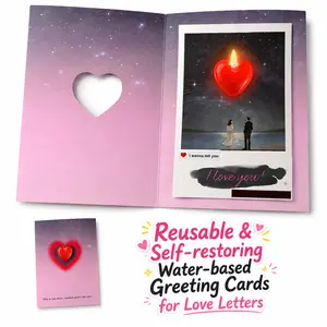 Magic Hidden Note Greeting Card, Water Activated Reveal Design + Heart Candle, Unique Surprise Present for Lovers Family Friends All Holidays,Valentine's Day, Birthday, Thanksgiving and Christmas