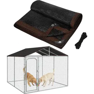 95% High Density 10 x 10ft Upgrade Dog Kennel Shade Cover Mesh Panel with Grommets Rope, Sunblock Shading Cloth for Outdoor Dog House Large Pet Crate Chicken Coop