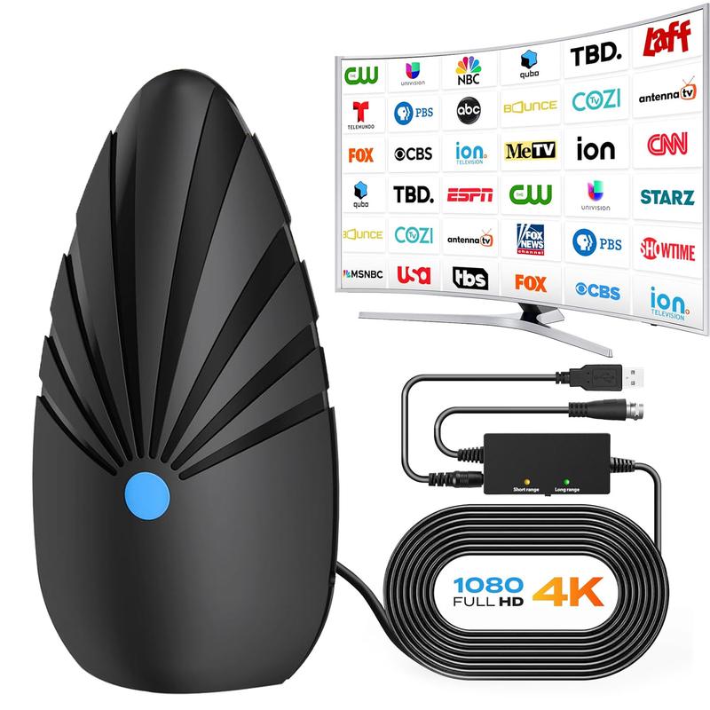 NEW Digital TV Antenna Indoor, 2026 Smart HDTV Antenna with Signal Booster for Local Channels And 3M Stick Base 360°&Long Range Reception for Local Channels, Easy Setup Antena For 4K 1080P HD VHF UHF TV Antenna